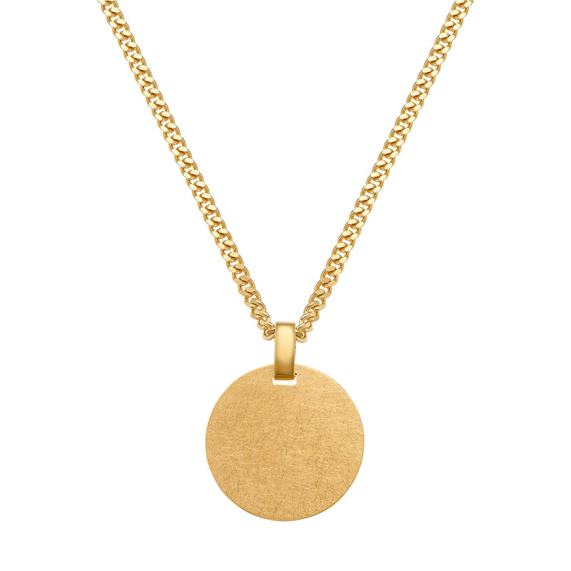GRAVEERPLAATJE ROND IJSMAT COLLIER 925 ZILVER 18 KARAAT VERGULD