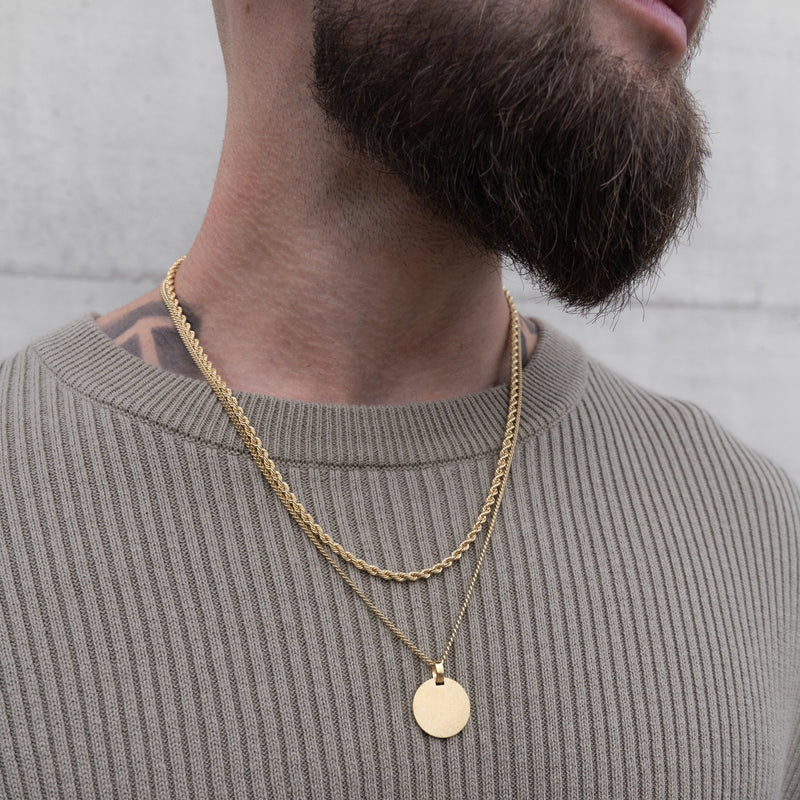 GRAVEERPLAATJE ROND IJSMAT COLLIER 925 ZILVER 18 KARAAT VERGULD