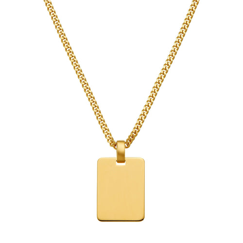 graveerplaatje rechthoek collier groot 925 zilver 18 karaat verguld - identim®