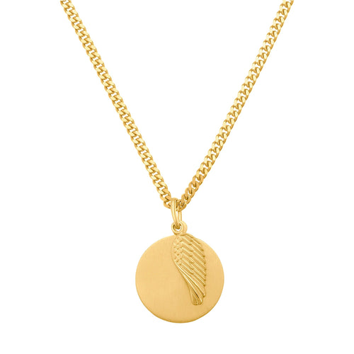 VLEUGEL GRAVEERPLAAT COLLIER 925 ZILVER 18 KARAAT VERGULD - IDENTIM®