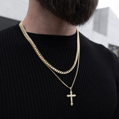 KRUIS KETTING ORNAMENTEN 925 ZILVER 18 KARAAT VERGULD - IDENTIM®
