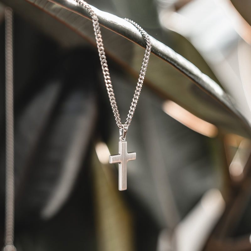 KRUIS KETTING MAT 925 ZILVER GERHODINEERD