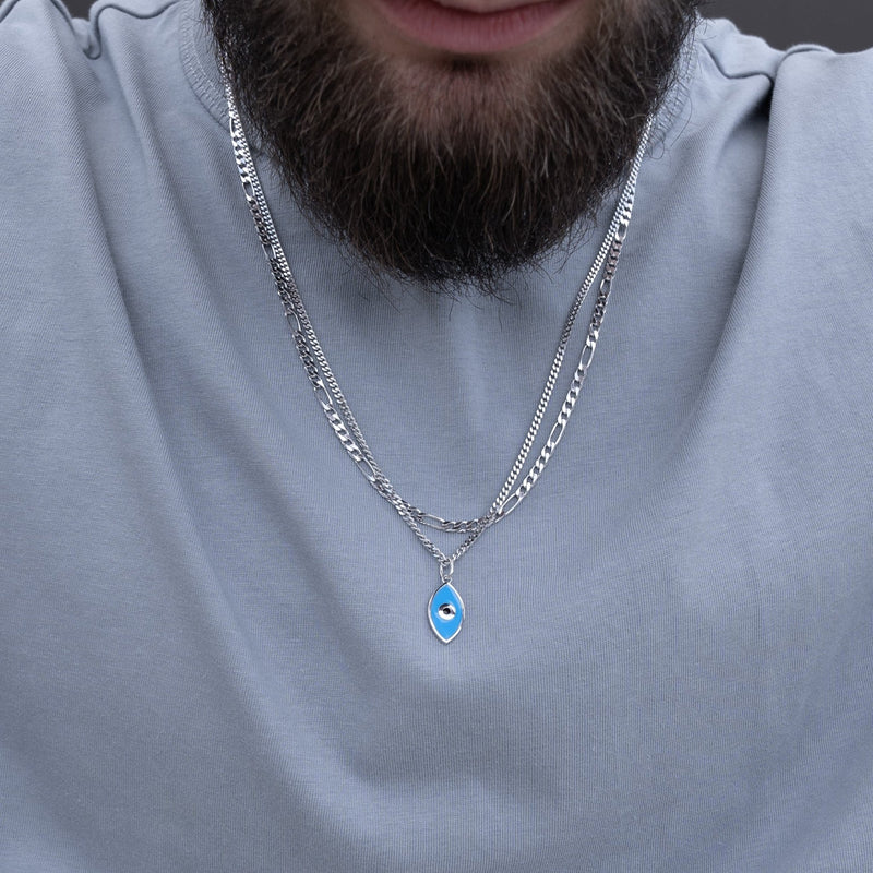 NAZAR OOG KETTING 925 ZILVER GERHODINEERD
