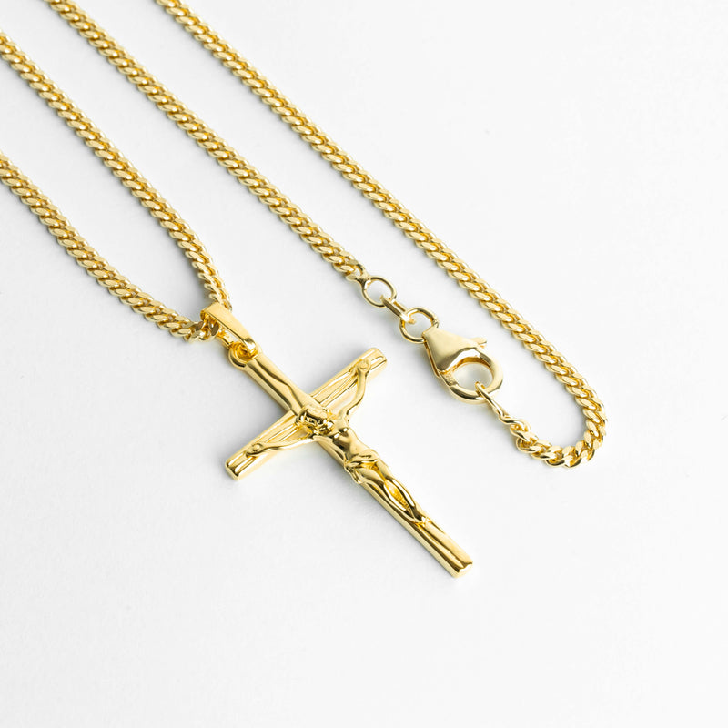 CROSS BODY KETTING 925 ZILVER 18 KARAAT VERGULD