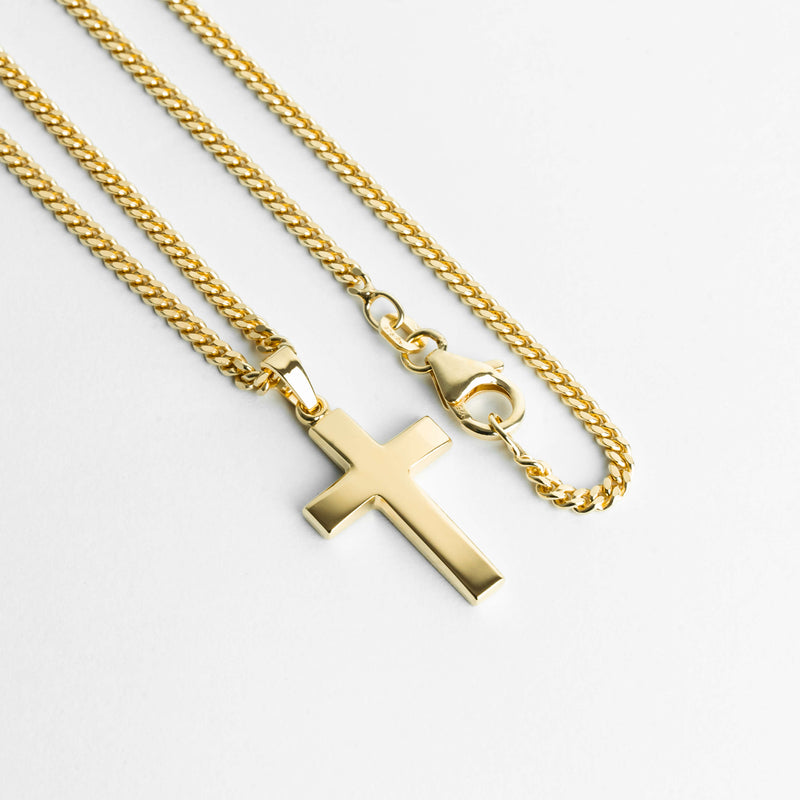 KRUIS KETTING 925 ZILVER 18 KARAAT VERGULD