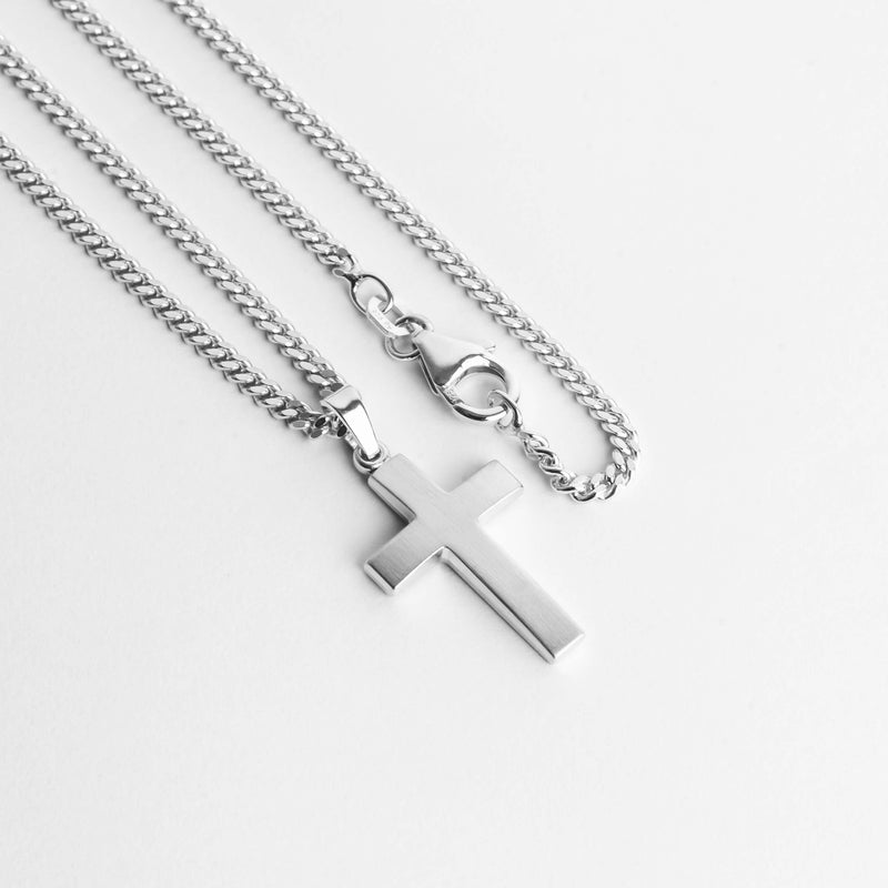 KRUIS KETTING MAT 925 ZILVER GERHODINEERD