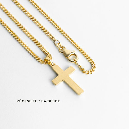 KRUIS COLLIER MAT 925 ZILVER 18 KARAAT VERGULD - IDENTIM®