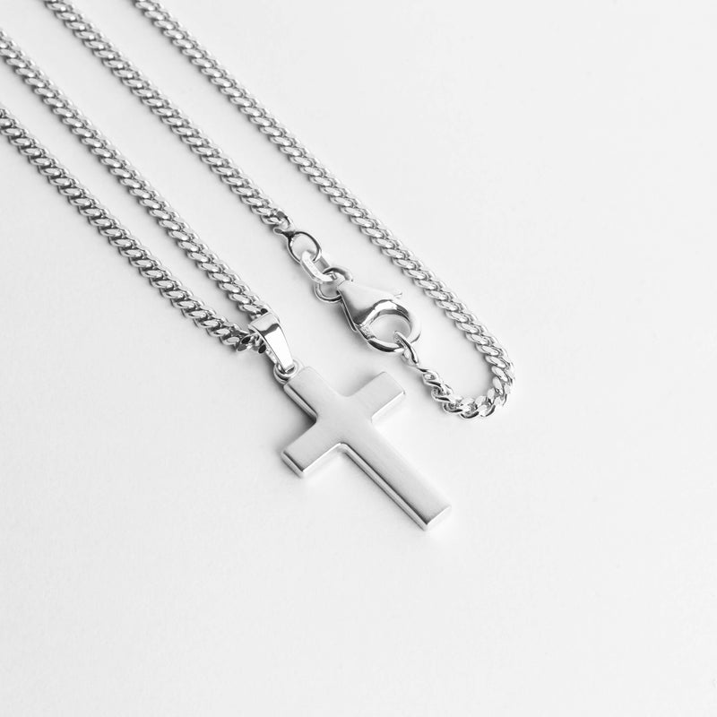 KRUIS KETTING MAT 925 ZILVER GERHODINEERD