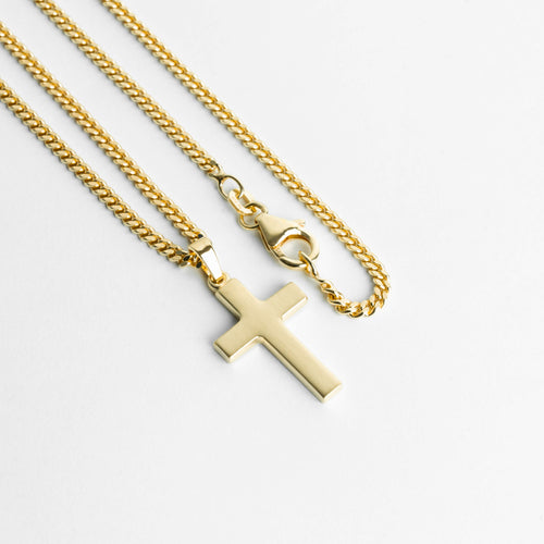 KRUIS COLLIER MAT 925 ZILVER 18 KARAAT VERGULD - IDENTIM®