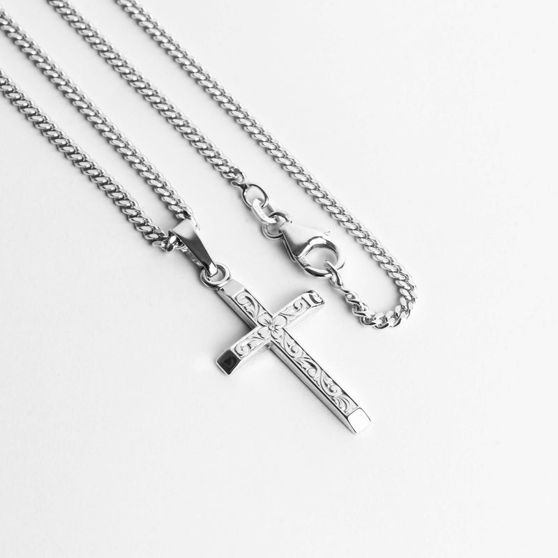 KRUIS KETTING 925 ZILVER GERHODINEERD