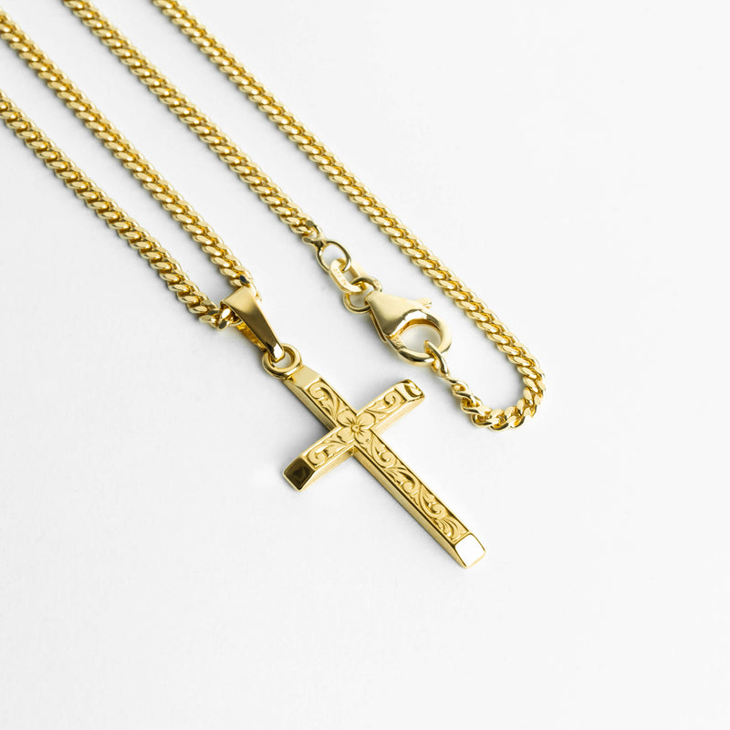 KRUIS KETTING 925 ZILVER 18 KARAAT VERGULD