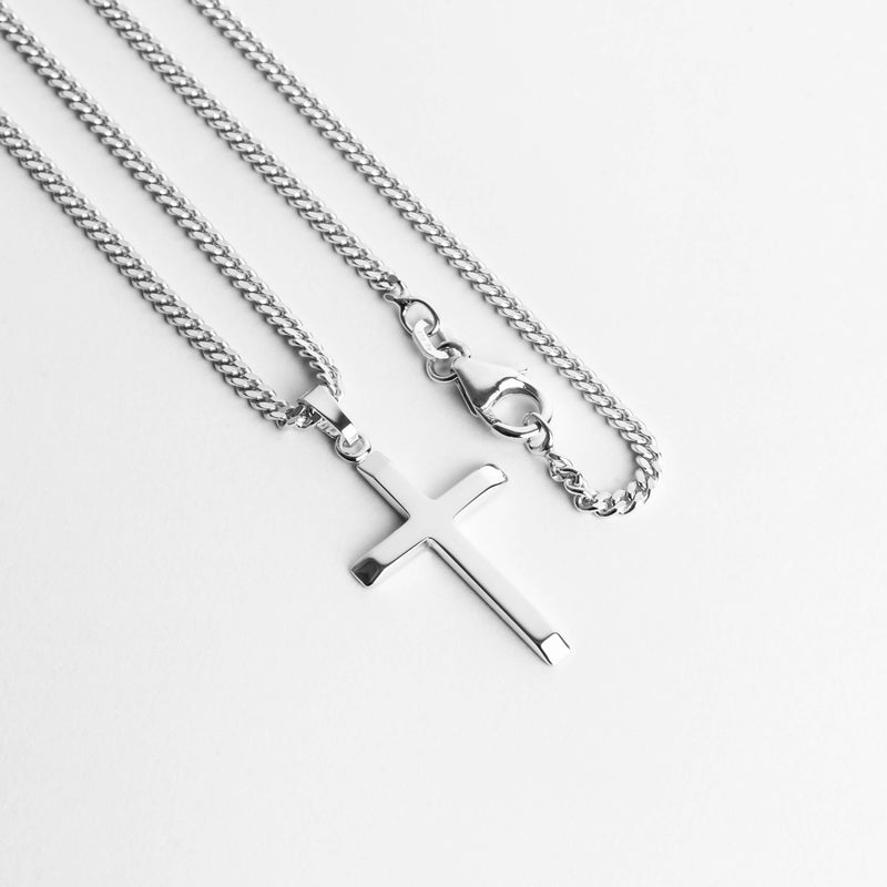 KRUIS KETTING 925 ZILVER GERHODINEERD