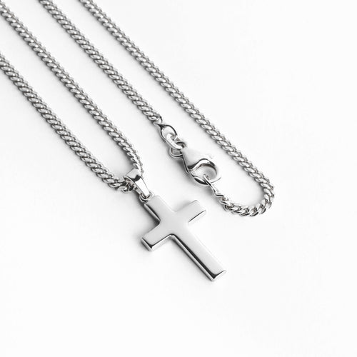 KRUIS HALSKETTING GEPOLIJST 925 ZILVER GERHODINEERD - IDENTIM®