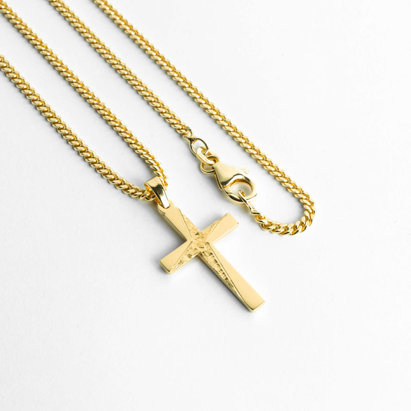 KRUIS KETTING 925 ZILVER 18 KARAAT VERGULD