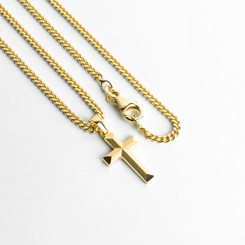 KRUIS COLLIER DIAMANT 925 ZILVER 18 KARAAT VERGULD