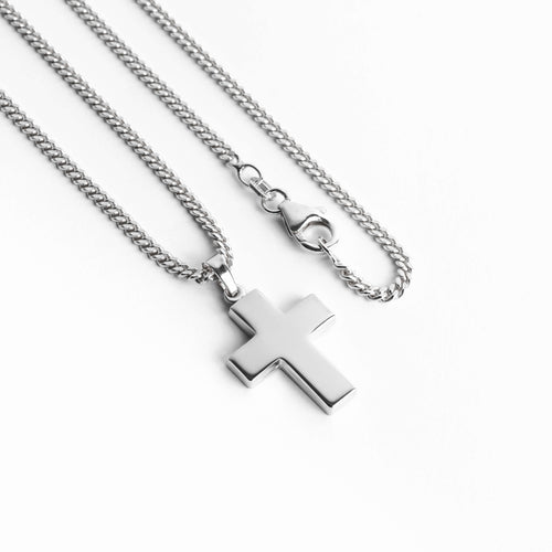 KRUIS HALSKETTING GEPOLIJST 925 ZILVER GERHODINEERD - IDENTIM®