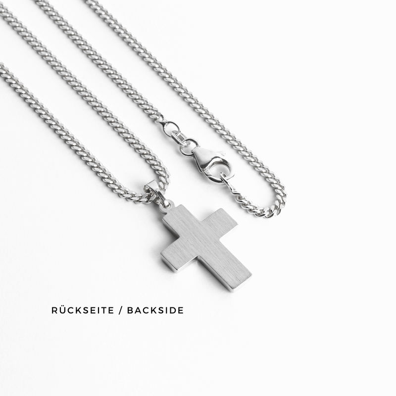 KRUIS KETTING GEPOLIJST 925 ZILVER GERHODINEERD