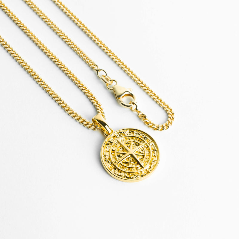 KOMPAS KETTING 925 ZILVER 18 KARAAT VERGULD