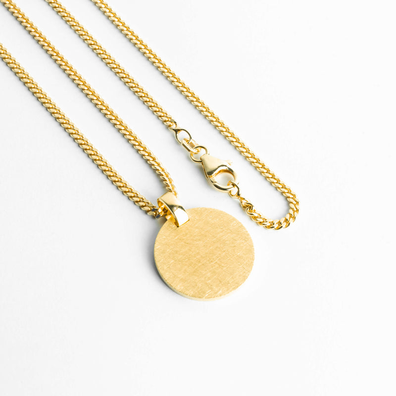 GRAVEERPLAATJE ROND IJSMAT COLLIER 925 ZILVER 18 KARAAT VERGULD