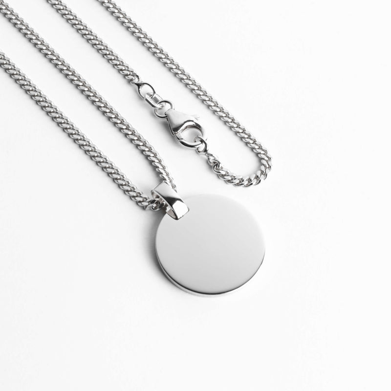 GRAVEERPLAATJE ROND COLLIER 925 ZILVER GERHODINEERD