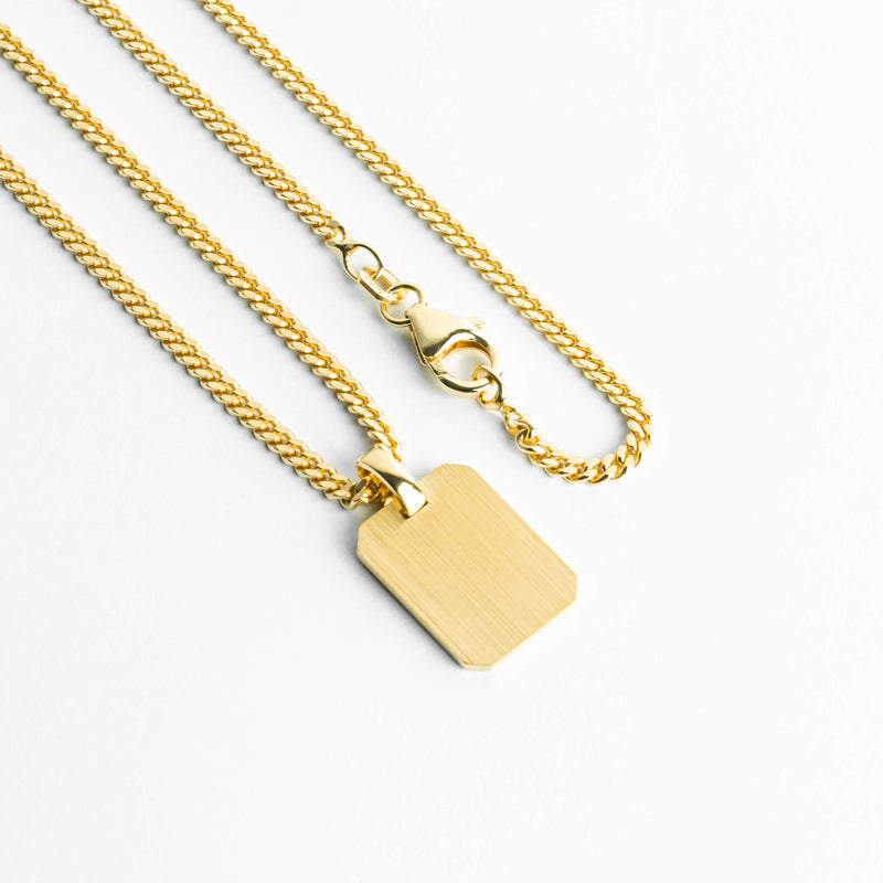 GRAVEERPLAAT ACHTHOEK COLLIER 925 ZILVER 18 KARAAT VERGULD