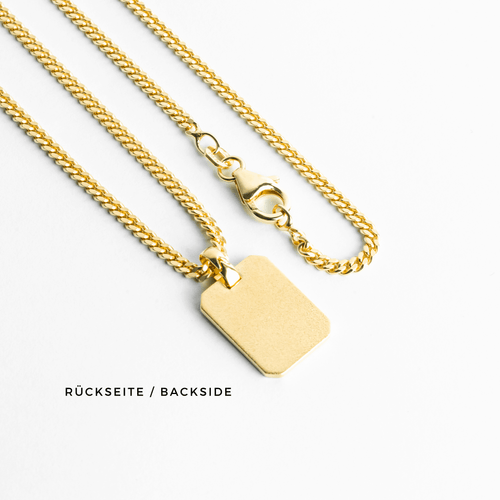 GRAVEERPLAATJE ACHTHOEK COLLIER 925 ZILVER 18 KARAAT VERGULD - IDENTIM®