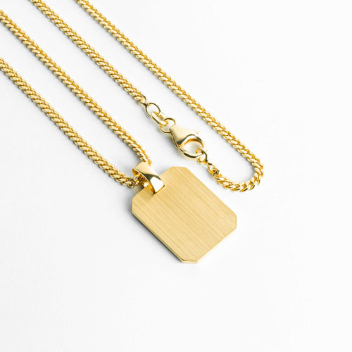 GRAVEERPLAATJE ACHTHOEK COLLIER 925 ZILVER 18 KARAAT VERGULD - IDENTIM®