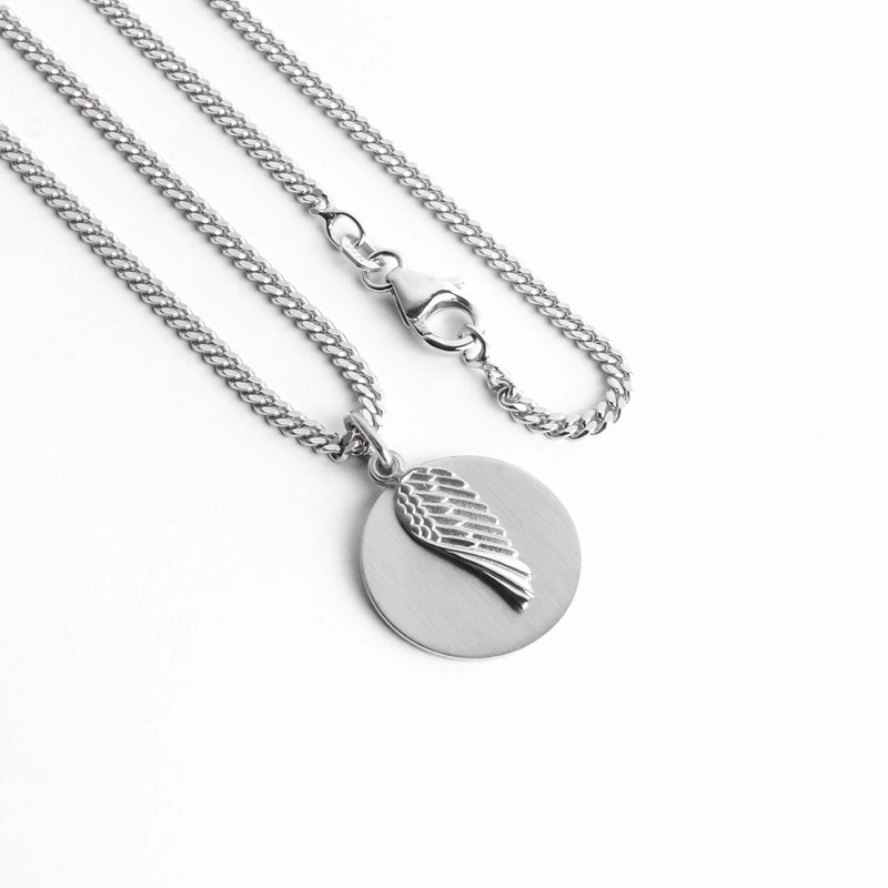 VLEUGEL GRAVEERPLAAT COLLIER 925 ZILVER GERHODINEERD