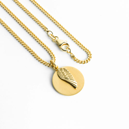 VLEUGEL GRAVEERPLAAT COLLIER 925 ZILVER 18 KARAAT VERGULD - IDENTIM®