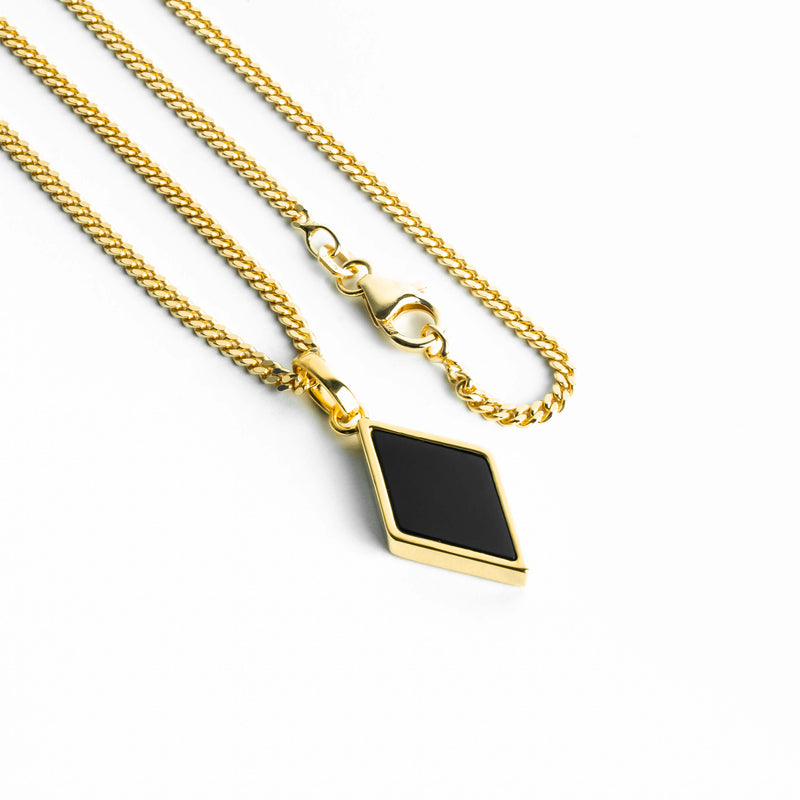 ONYX DIAMANTEN COLLIER 925 ZILVER 18 KARAAT VERGULD