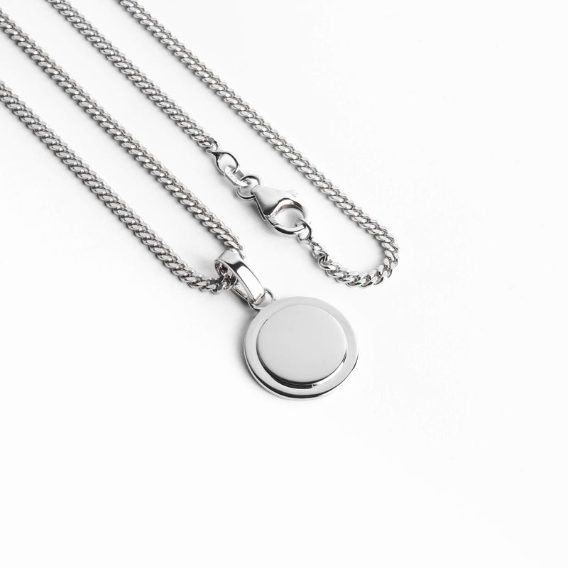 GRAVEERPLAATJE MUNT COLLIER 925 ZILVER GERHODINEERD