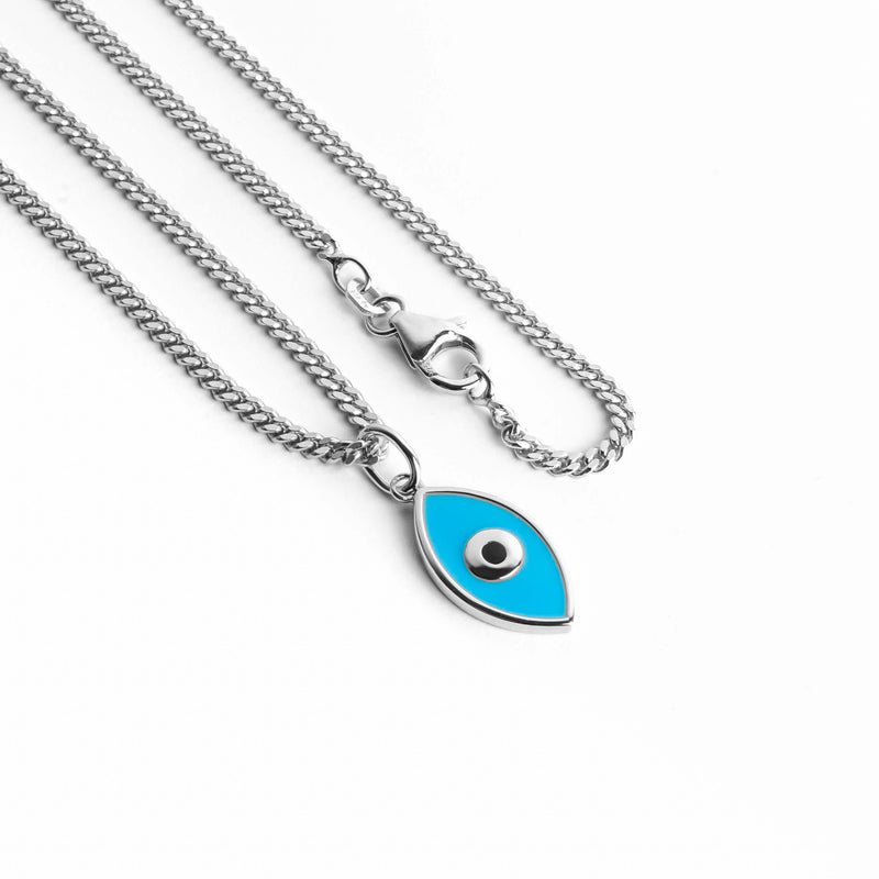 NAZAR OOG KETTING 925 ZILVER GERHODINEERD