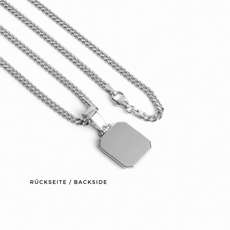 MALACHIET OCTAGON HALSKETTING 925 ZILVER GERHODINEERD