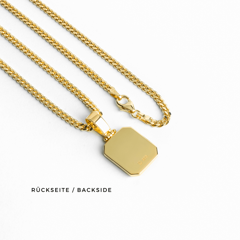 LAPIS OCTAGON COLLIER 925 ZILVER 18 KARAAT VERGULD