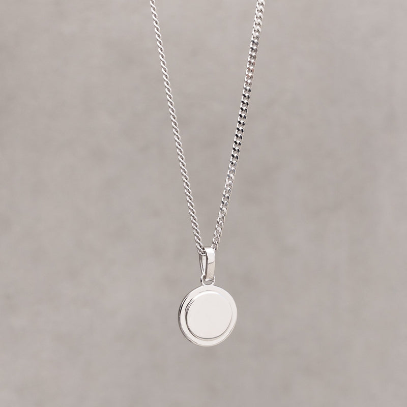 GRAVEERPLAATJE MUNT COLLIER 925 ZILVER GERHODINEERD