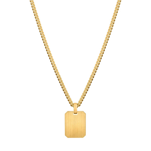 GRAVEERPLAATJE ACHTHOEK COLLIER 925 ZILVER 18 KARAAT VERGULD - IDENTIM®