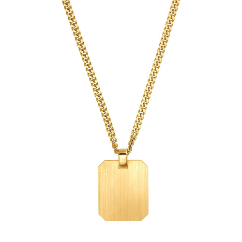 GRAVEERPLAATJE ACHTHOEK COLLIER 925 ZILVER 18 KARAAT VERGULD - IDENTIM®