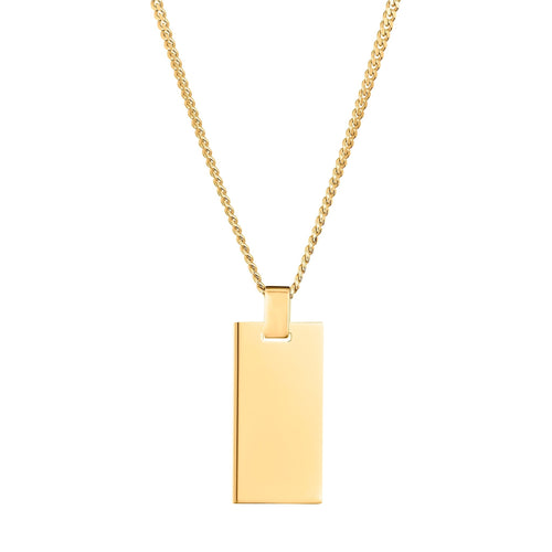 GRAVEERPLAATJE RECHTHOEK COLLIER 925 ZILVER 18 KARAAT VERGULD - IDENTIM®