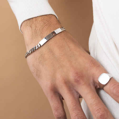 ID ARMBAND TANK 925 ZILVER GERHODINEERD - IDENTIM®