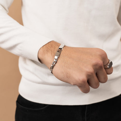 ID ARMBAND TANK 925 ZILVER GERHODINEERD - IDENTIM®