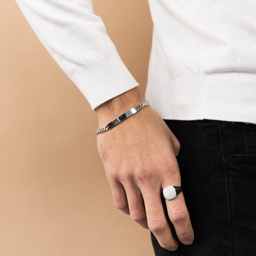 ID ARMBAND TANK 925 ZILVER GERHODINEERD - IDENTIM®