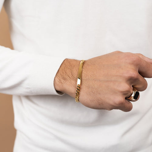 ID ARMBAND TANK CUBAANS 925 ZILVER 18 KARAAT VERGULD - IDENTIM®