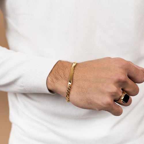 ID ARMBAND TANK CUBAANS 925 ZILVER 18 KARAAT VERGULD - IDENTIM®