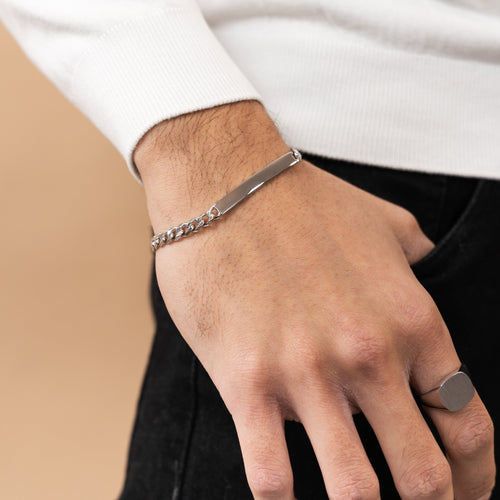 ID ARMBAND TANK CUBAANS 925 ZILVER GERHODINEERD - IDENTIM®