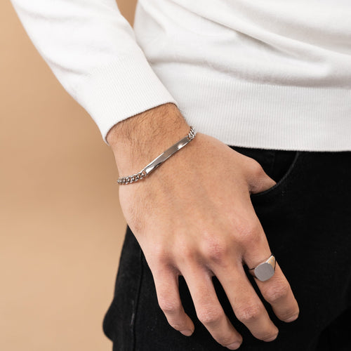 ID ARMBAND TANK CUBAANS 925 ZILVER GERHODINEERD - IDENTIM®