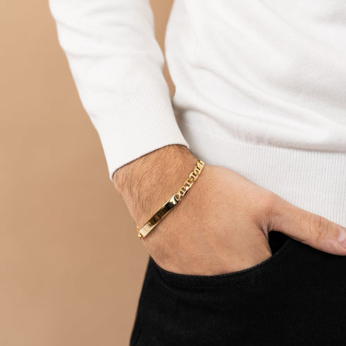 ID ARMBAND BAR 925 ZILVER 18 KARAAT VERGULD - IDENTIM®