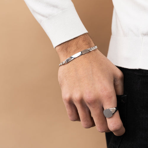 ID ARMBAND BAR 925 ZILVER GERHODINEERD - IDENTIM®