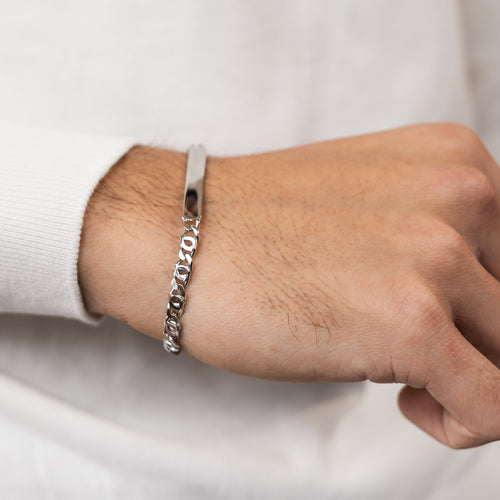 ID ARMBAND TIJGEROOG 925 ZILVER GERHODINEERD - IDENTIM®