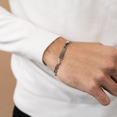 ID ARMBAND TIJGEROOG 925 ZILVER GERHODINEERD - IDENTIM®