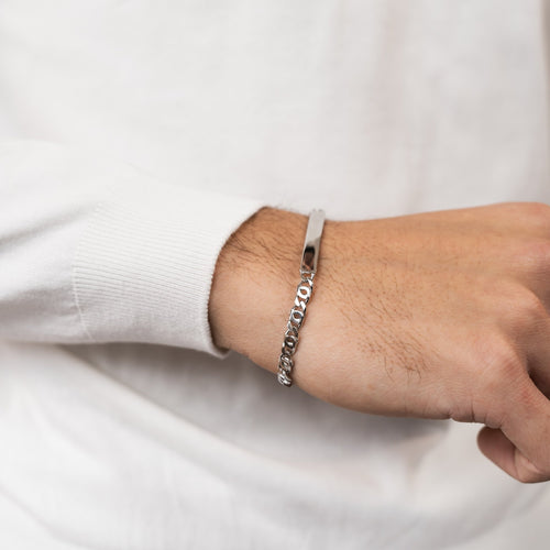 ID ARMBAND TIJGEROOG 925 ZILVER GERHODINEERD - IDENTIM®